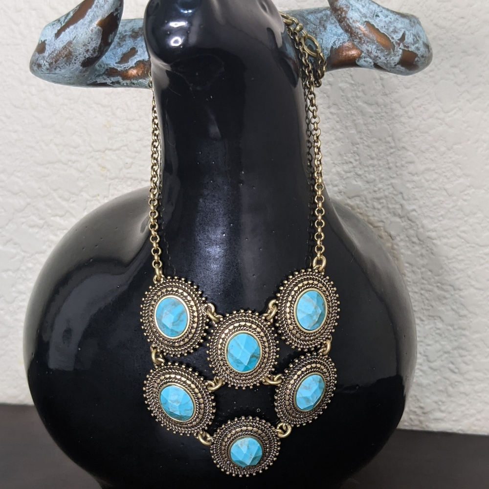 Lucky Brand Faceted Turquoise Statement Necklace